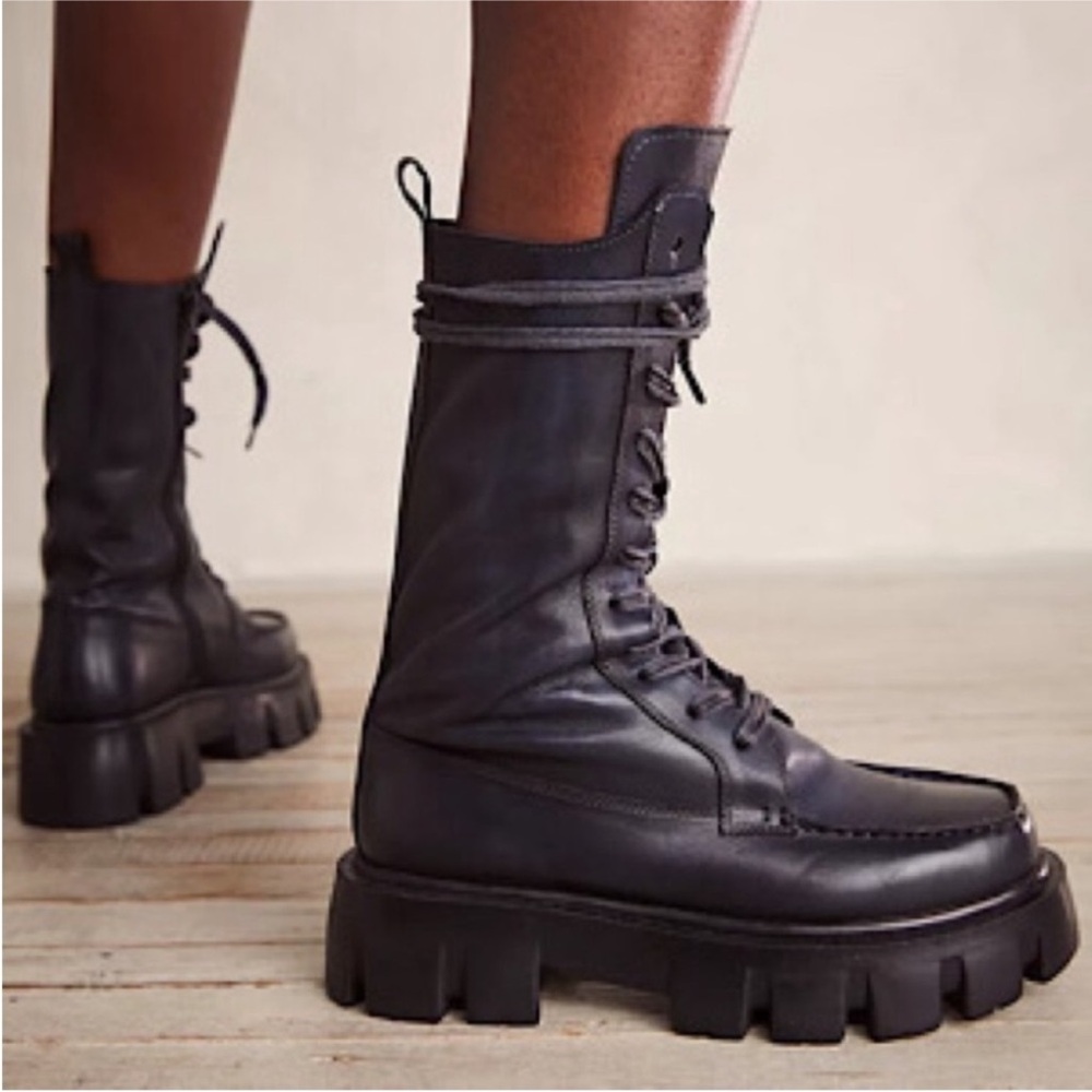 Free People Charcoal Lace Up Boots - Picture 4 of 11